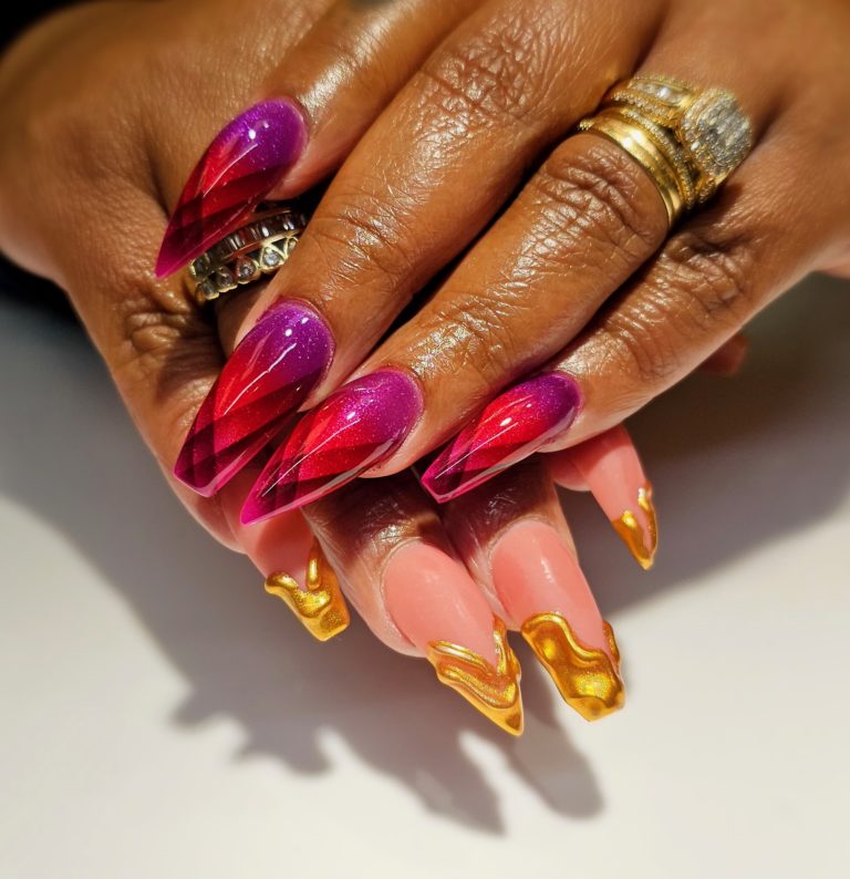 nail art  Airbrush nails, Purple nails, Nails